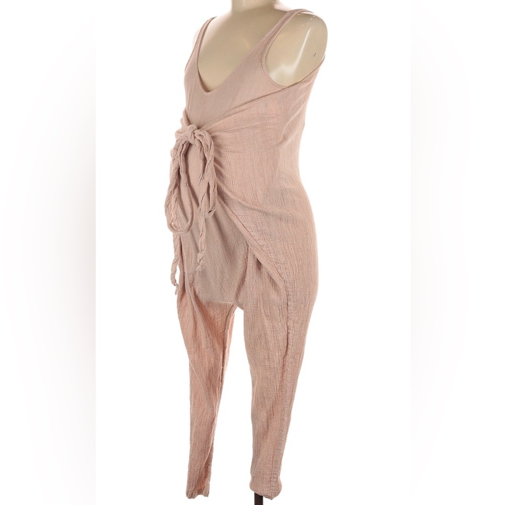 Hatch Blush Tanish Beige Textured Sleeveless Jumpsuit Size 1 ( small)